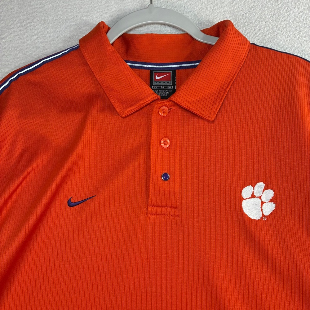 Vintage Nike Clemson Tiger Polo Shirt Men XL Orange Pearl College Preppy 90s Y2K